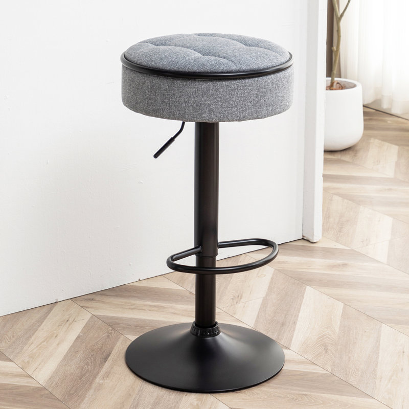Sharold Swivel Upholstered Adjustable Height Counter Stool with Metal Frame